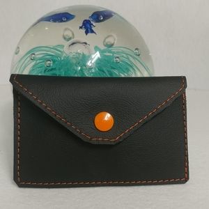 Black leather credit card wallet